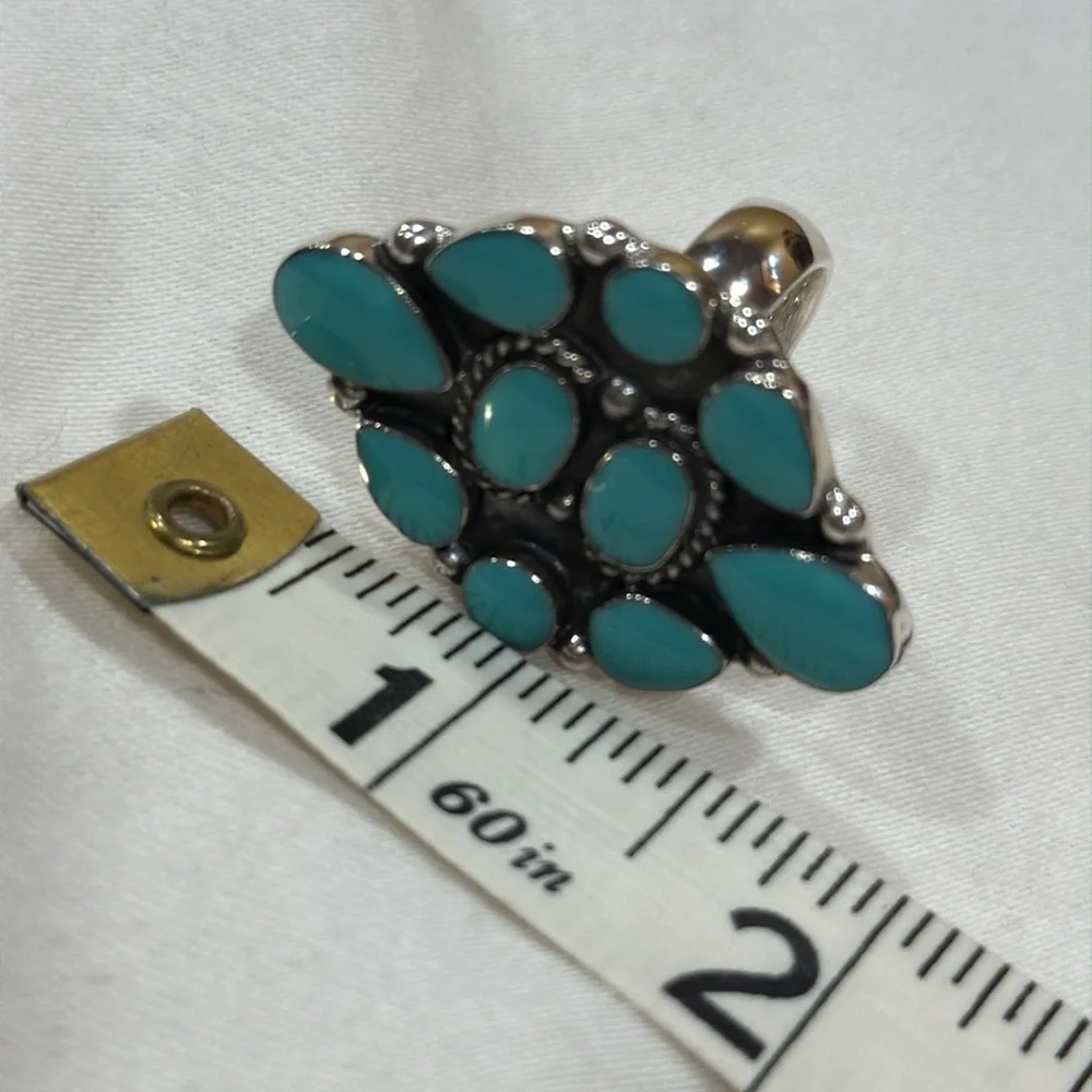 Sterling Silver Turquoise Cluster Ring